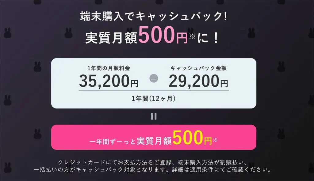 モバレコエアーはキャッシュバックで実質月額500円